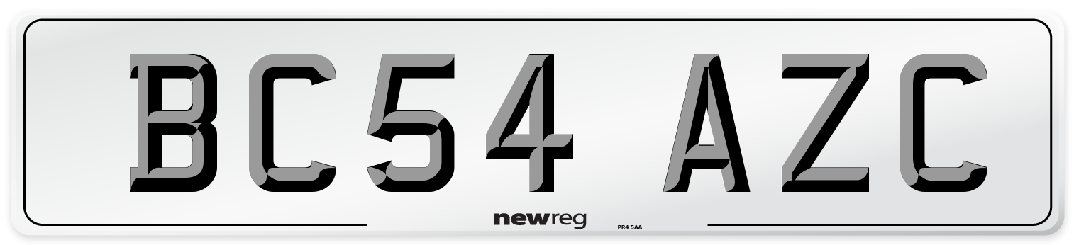BC54 AZC Number Plate from New Reg